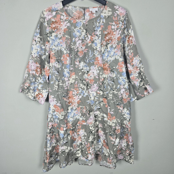 J. Jill Dresses & Skirts - J Jill Love Linen Womens Floral Caraway Dress XL Petite Green Bloomcore Beachy